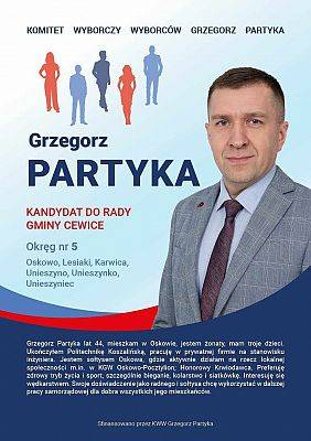 Grafika 1: Grzegorz Partyka - Kandydat do Rady Gminy Cewice