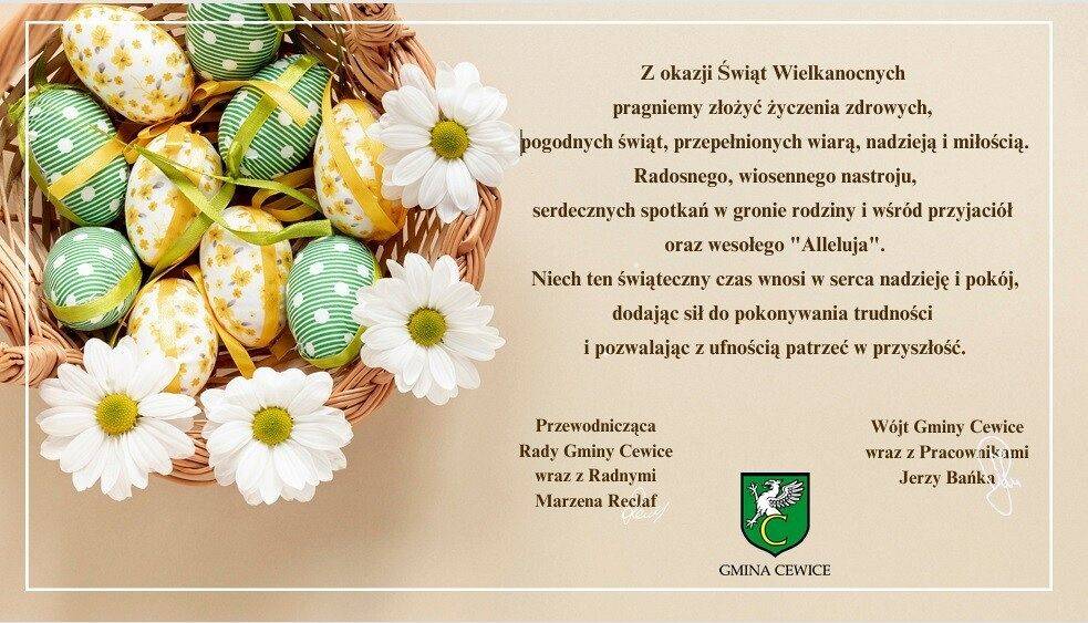 Życzenia Wielkanocne Wójta Gminy Cewice