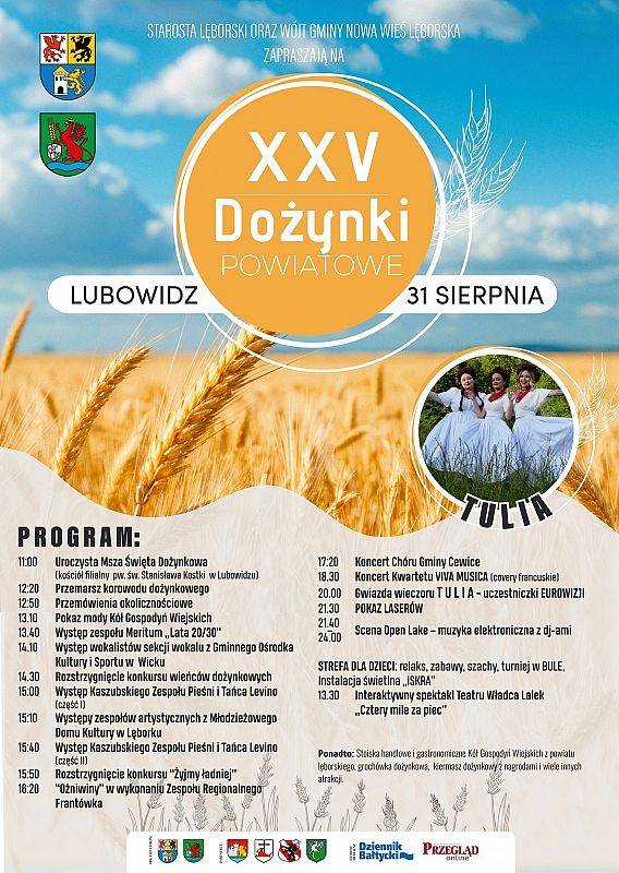 Grafika 1: XXV Dożynki Powiatowe – 31 sierpnia nad jeziorem Lubowidzkim (teren rekreacyjny Gminy NWL)