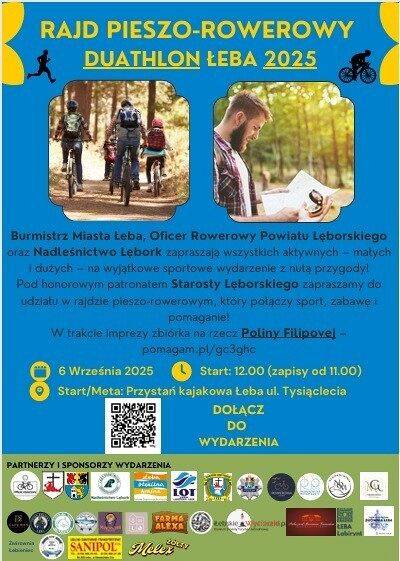 Grafika 1: Rodzinny Duathlon w Łebie – sport, zabawa i pomaganie już 6 września 2025!
