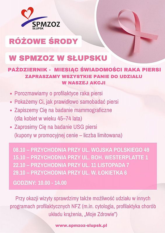 Grafika 1: "Różowe środy w SPMZOZ w Słupsku"