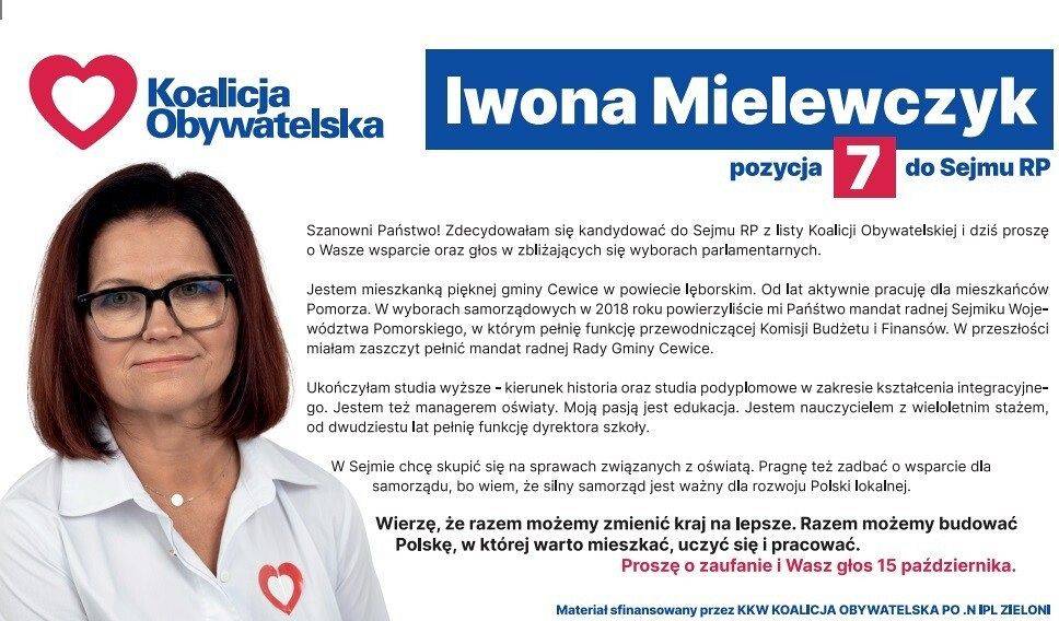 Reklama wyborcza - Iwona Mielewczyk grafika