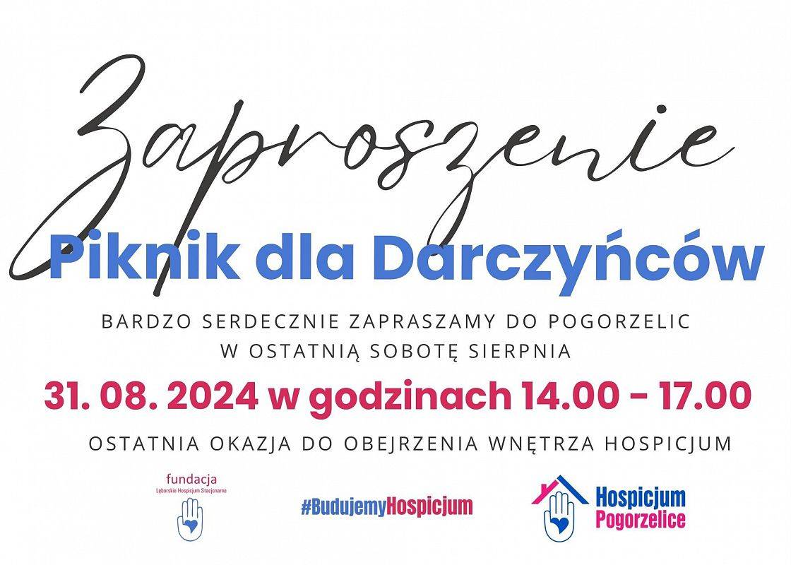 Grafika 1: Piknik dla Darczyńców – Fundacja Lęborskie Hospicjum Stacjonarne- Zaproszenie