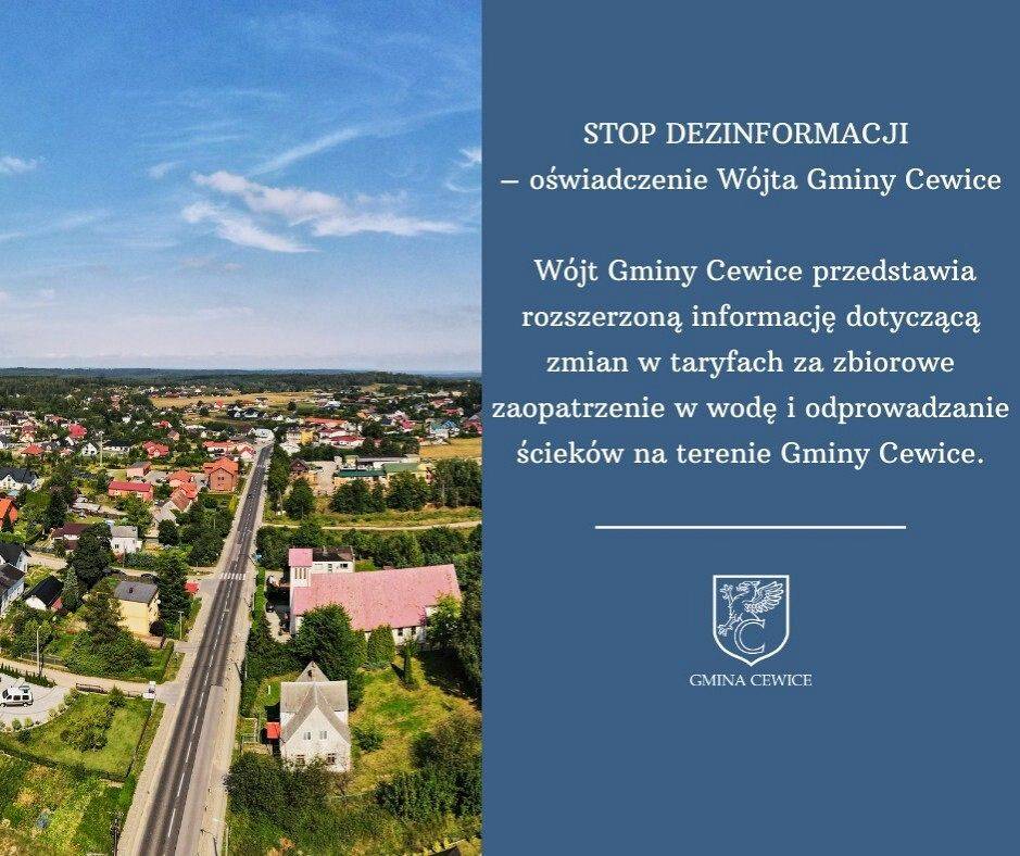 STOP DEZINFORMACJI – oświadczenie Jerzy Bańka - wójt Gminy Cewice