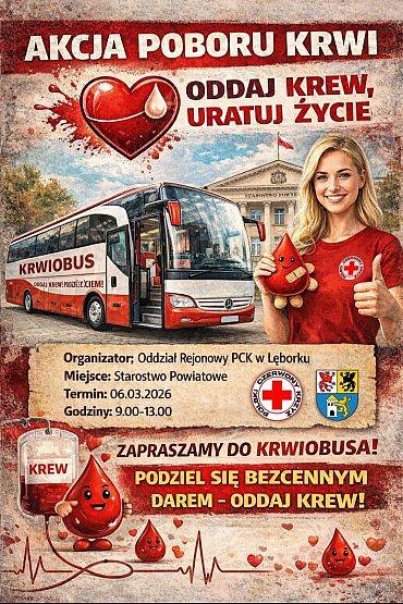 Akcja poboru krwi na dziedzińcu Starostwa Powiatowego w Lęborku