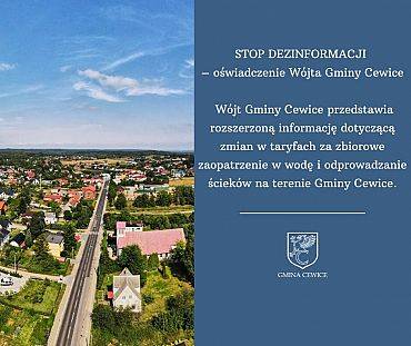 STOP DEZINFORMACJI – oświadczenie Jerzy Bańka - Wójt Gminy Cewice