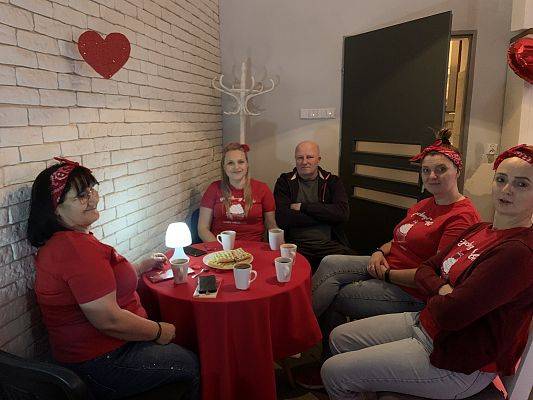 Grafika 9: Walentynkowa kawa sąsiedzka w Domu  Kultury- filii GCK Cewice