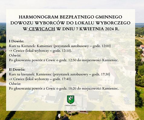 Grafika 6: Harmonogramy bezpłatnego gminnego dowozu wyborców do lokali wyborczych w dniu 7 kwietnia 2024 r.